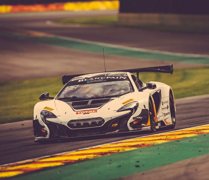 McLaren 650S GT3 race car on track
