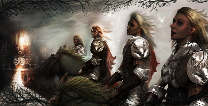 Warriors in Armor on Horses