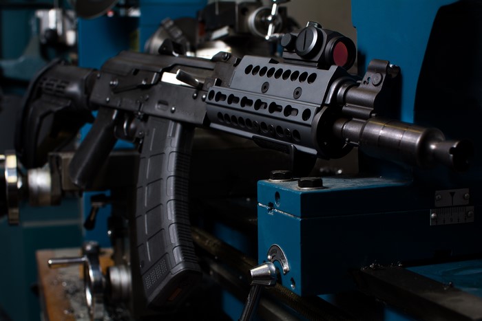 AK-47 Krinkov assault rifle with red dot sight