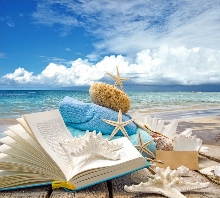 Starfish and Book on a Beach