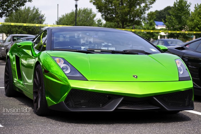 Green Lamborghini Gallardo Superleggera parked outdoors