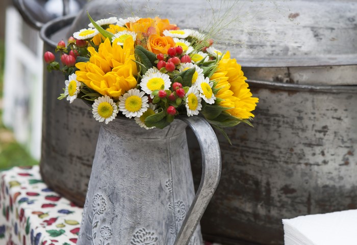 Bouquets in a jug container
