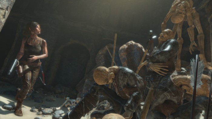 Lara Croft from Rise of the Tomb Raider with Skeletons