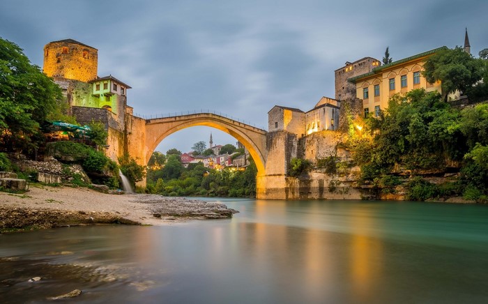 Stari Most bridge over Neretva river in Mostar, Bosnia and Herzegovina