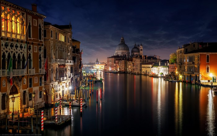 Venice Canal at Night with Santa Maria della Salute
