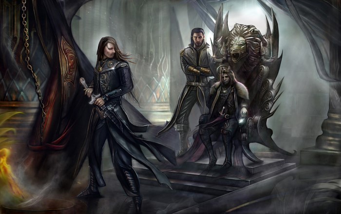 Warriors in a throne room