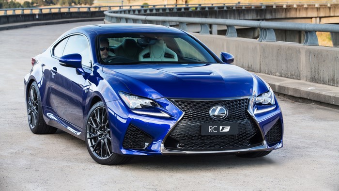 Blue Lexus RC F Coupe with driver