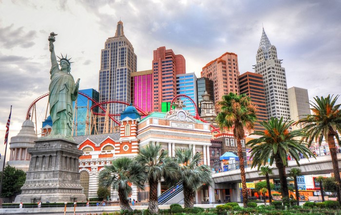 4K Las Vegas New York-New York Hotel Statue of Liberty