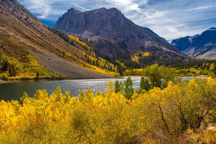 Lake and Mountains in Autumn Scenery
