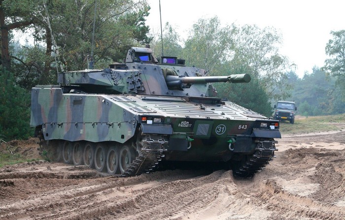 CV-9035NL armored fighting vehicle on a dirt road