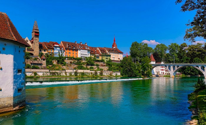 Bremgarten Aargau, Switzerland river and bridge