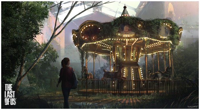 Ellie from The Last of Us at a carousel