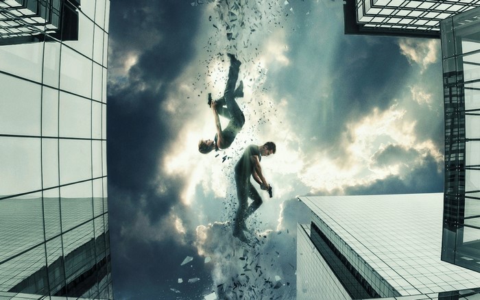 The Divergent Series: Insurgent men falling with pistols