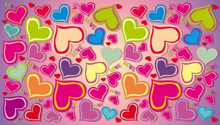 Colorful Hearts with "LOVE" text