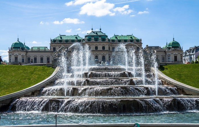 Belvedere Palace Fountains in Vienna, Austria