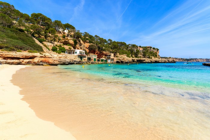 Beach with turquoise water and cliffs