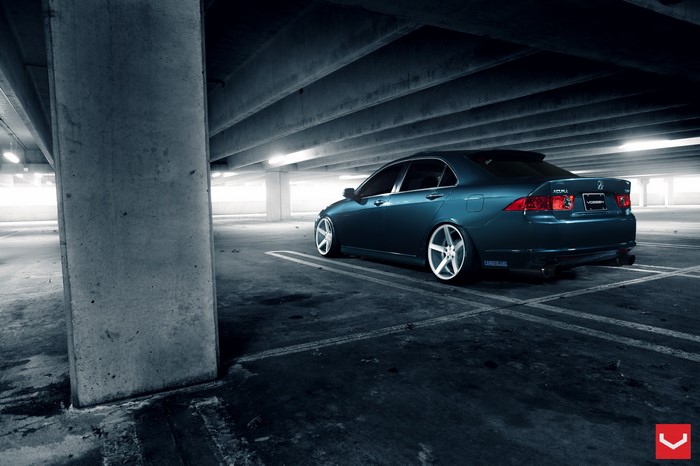 Acura TSX with Vossen Wheels in Parking Garage