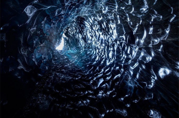 Inside an ice cave in Iceland