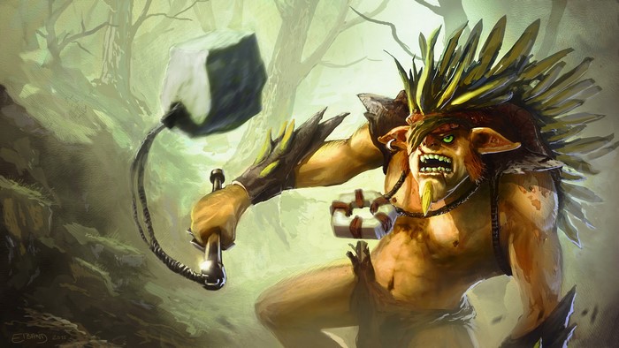 Bristleback from DOTA 2 swinging a mace
