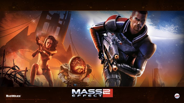 Mass Effect 2: Shepard, Miranda Lawson, and Grunt