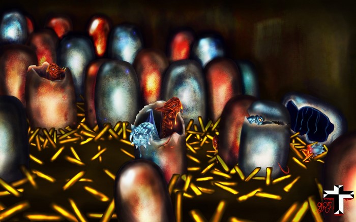 Jakiro from DOTA 2 hatching from eggs