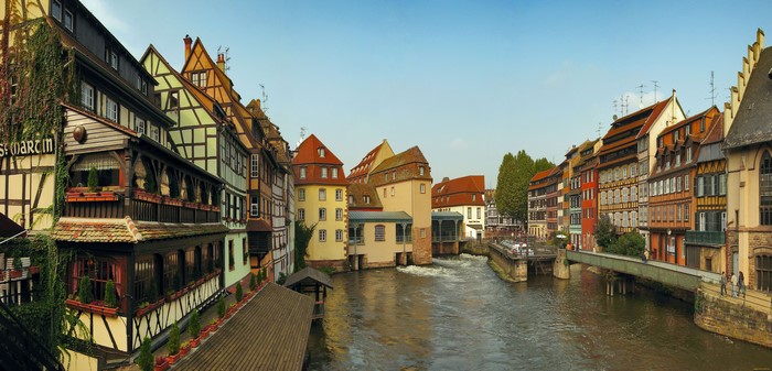 Strasbourg Canal with Half-Timbered Houses
