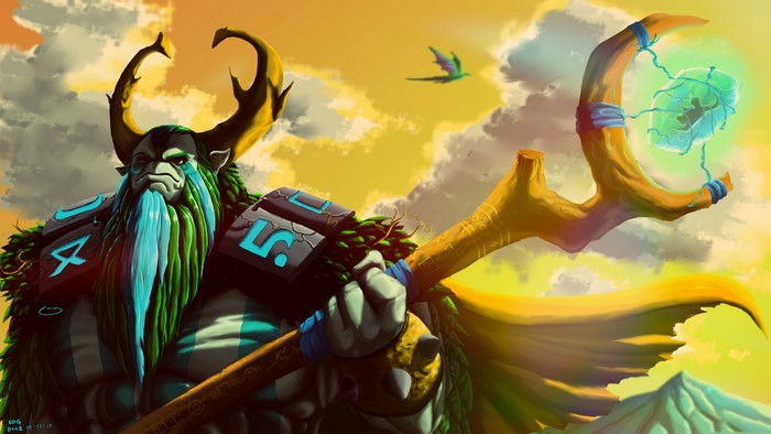 Enchantress from DOTA 2 with a magic staff