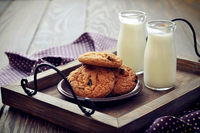Cookies and Milk on a Tray