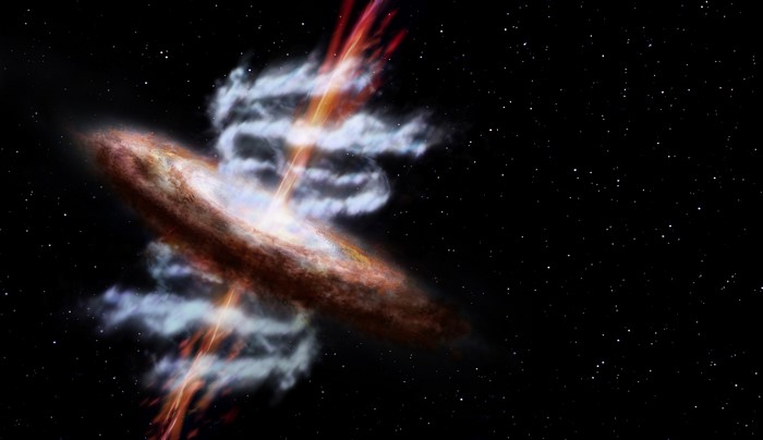 Galaxy with accretion disk and jets