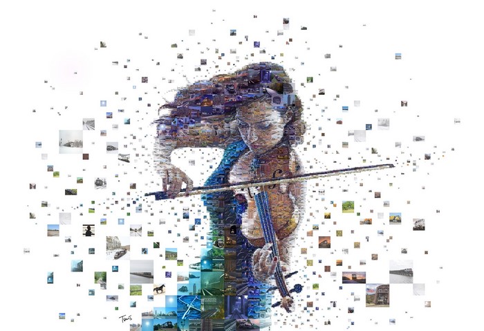 Mosaic of a woman playing the violin