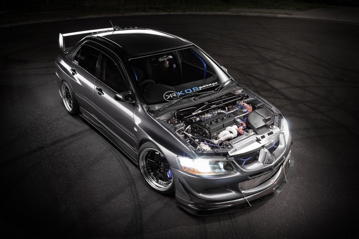 Mitsubishi Lancer Evolution with Open Hood