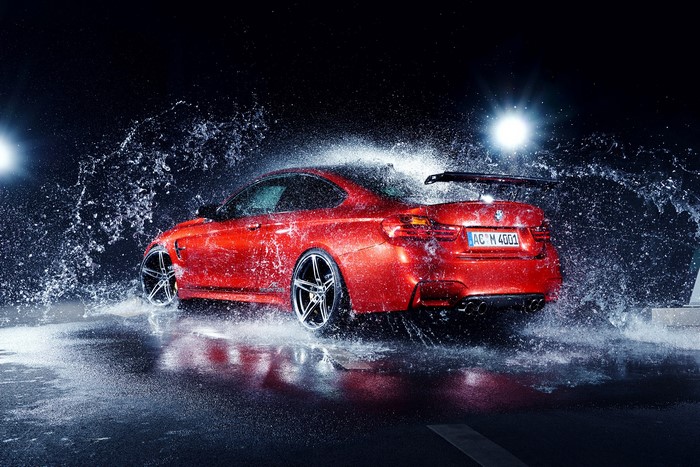 Red BMW M4 AC-Schnitzer with Water Splash