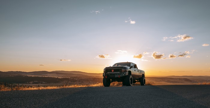 Chevrolet GMC LMM Duramax truck at sunset