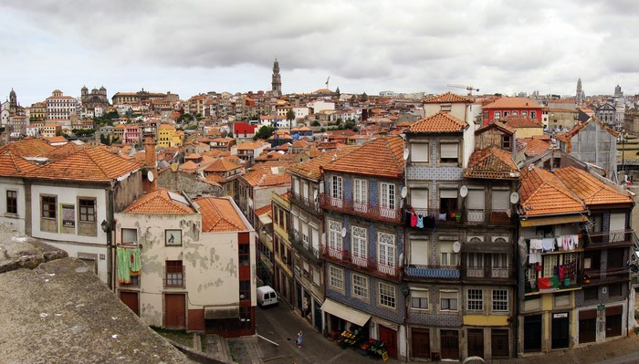 Porto, Portugal cityscape with traditional houses and tiled facades