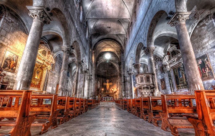 Interior of San Michele in Foro, Lucca, Italy