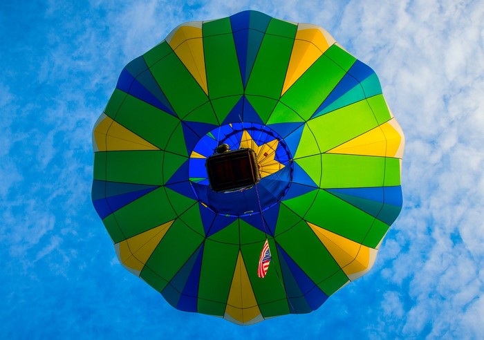 Hot air balloon with American flag