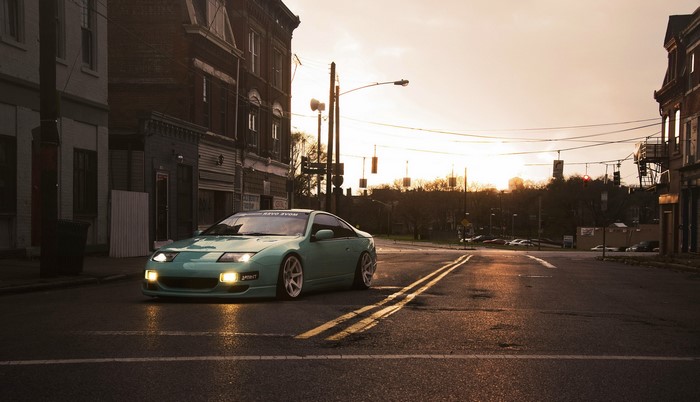 Nissan 300ZX Fairlady parked on street at sunset