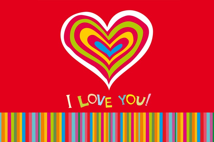 Colorful Heart with "I LOVE YOU!"