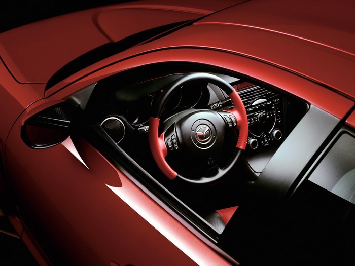 Red Mazda RX-8 Interior with Steering Wheel
