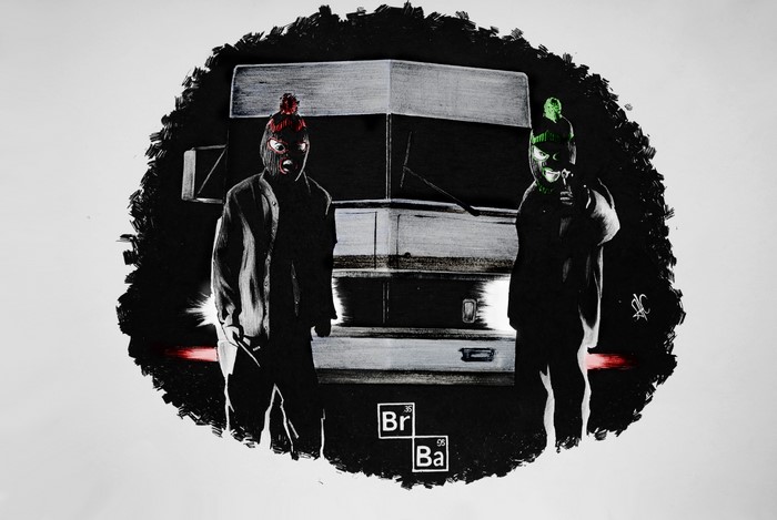 Breaking Bad characters in front of RV