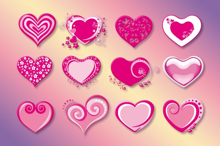 Collection of Pink Hearts with Decorative Elements