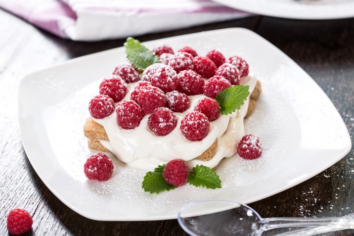 Raspberry Tiramisu with Powdered Sugar