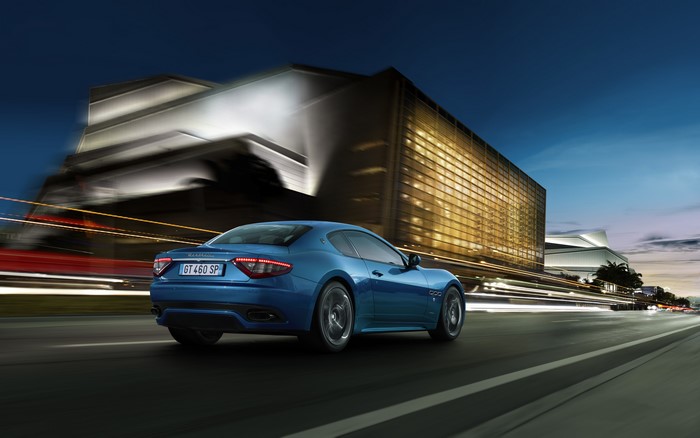 Maserati GranTurismo Sport Light Blue Back View Motion