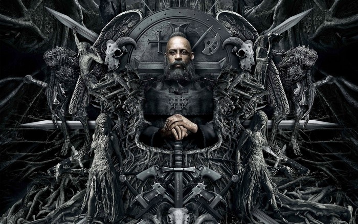 Kaulder from The Last Witch Hunter sitting on a throne