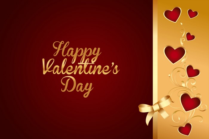 Happy Valentine's Day hearts and bow
