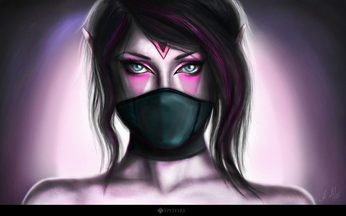 Templar Assassin Lanaya from DOTA 2 wearing a mask