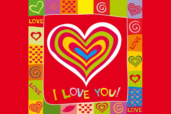 Colorful Heart with "I Love You!" Text