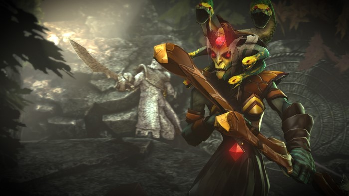 Medusa from Dota 2 holding a weapon