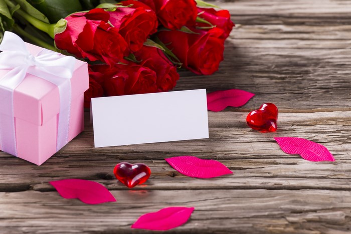Valentine's Day Gift with Roses and Hearts