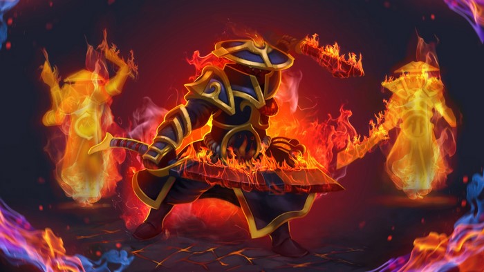 Ember Spirit from DOTA 2 surrounded by fire